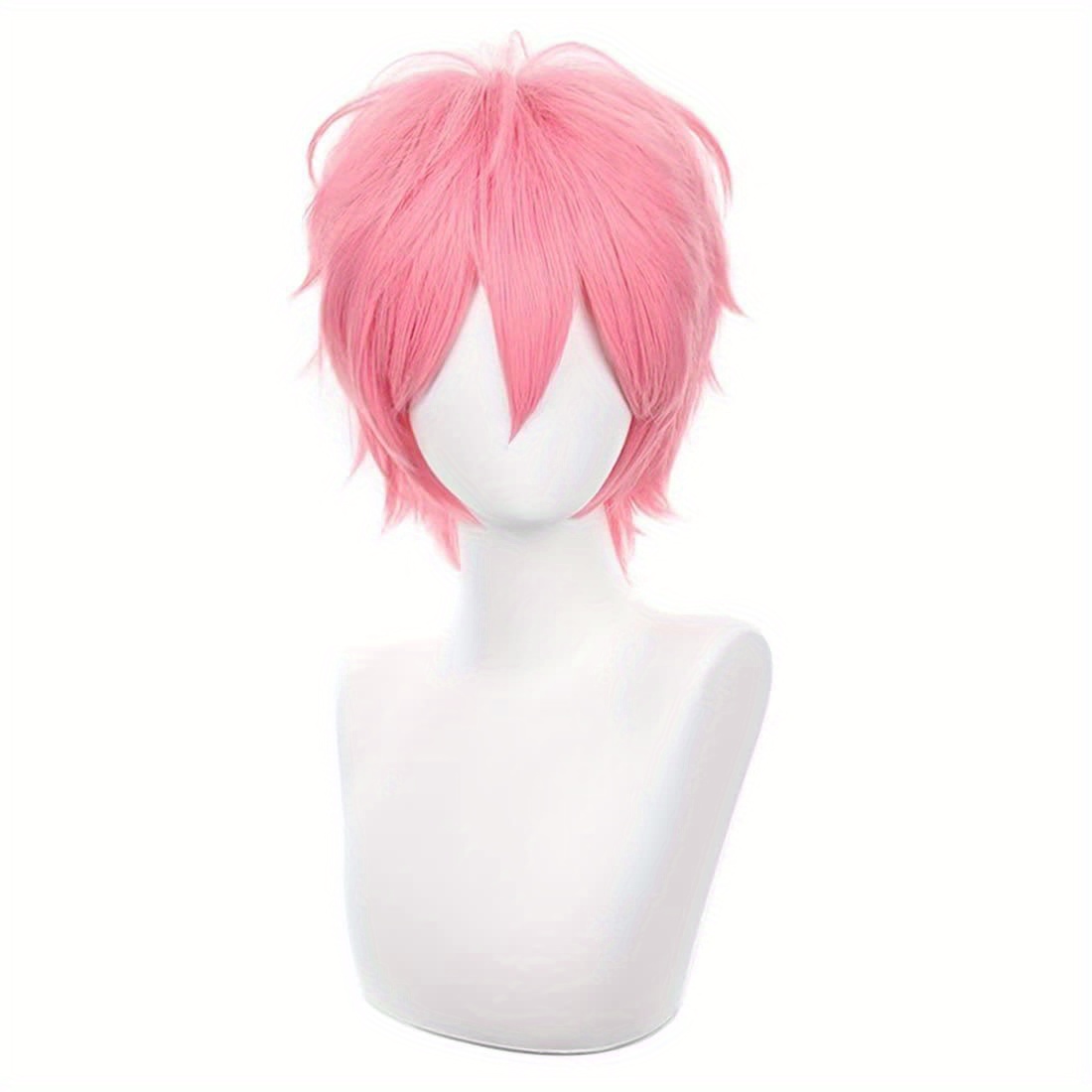 Men Accessories Korea - Short Pink Cosplay Wig Short Spiky