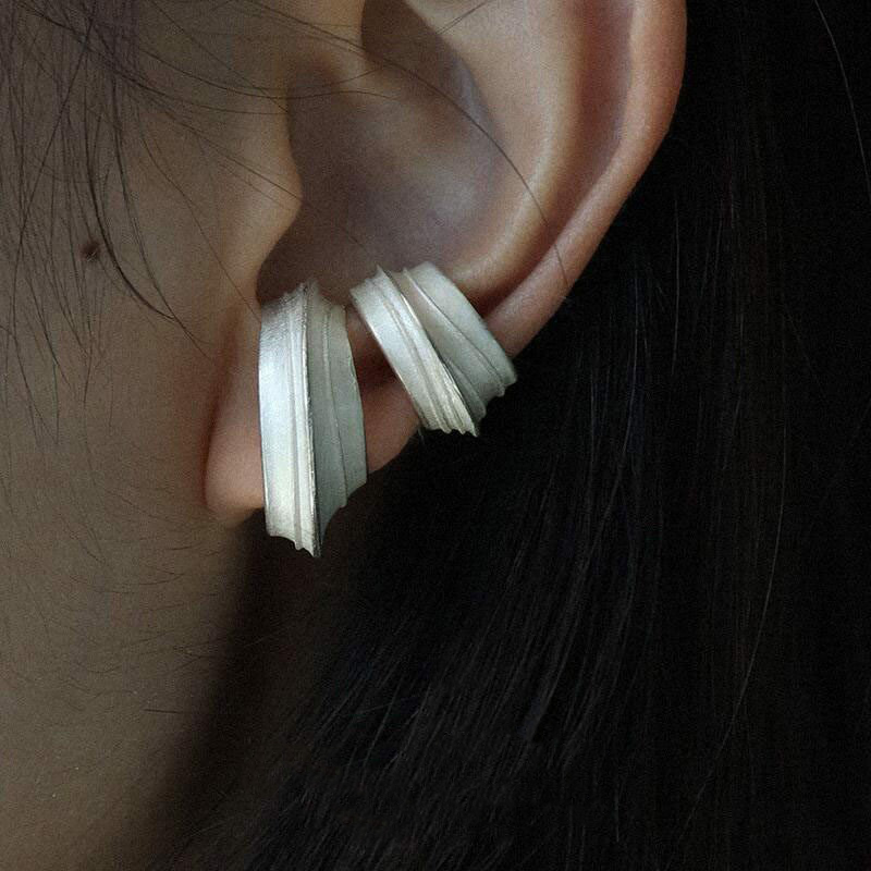 Textured Multi Layer Ear Cuff  - Men'S Minimalist Accessories ulasan dan harga