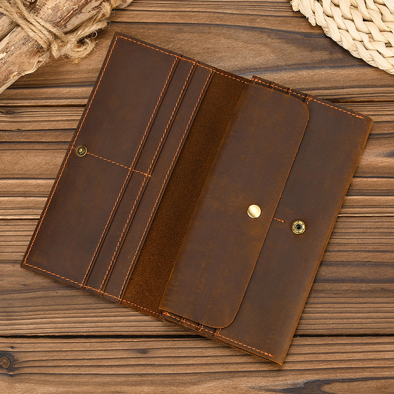 Men's Crazy Horse Leather Long - Coin Holder Men ulasan dan harga