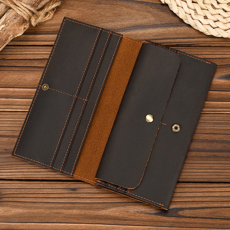 Men's Crazy Horse Leather Long - Coin Holder Men ulasan dan harga