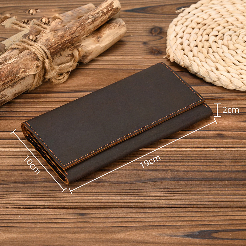 Men's Crazy Horse Leather Long - Coin Holder Men ulasan dan harga
